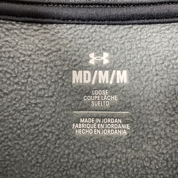 Under Armour Jacket Mens Medium Loose Gray Fleece Inside 1/4 Zip Pullover - Picture 3 of 10